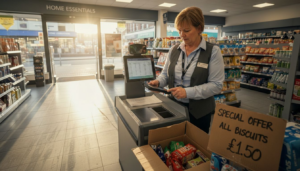 UK shop manager using retail automation