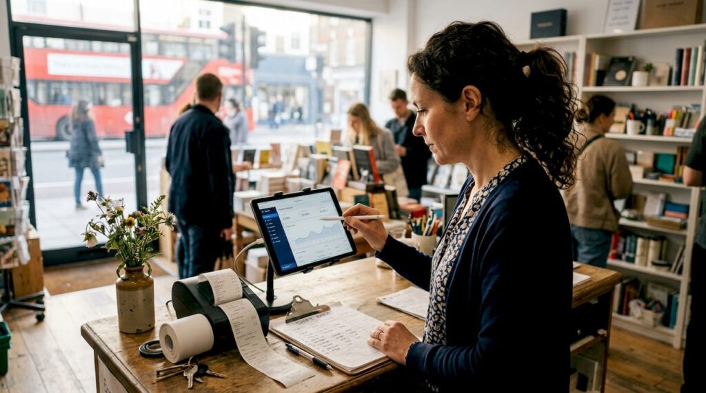 Retail manager using cloud POS tablet