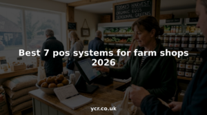 Farm shopkeeper using POS at rustic checkout