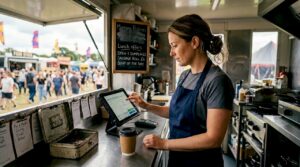 Catering vendor using POS in UK food truck