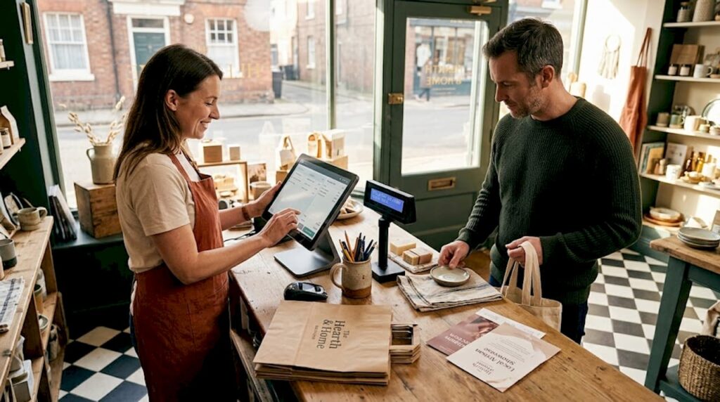 Retail cashier using customer-facing POS display