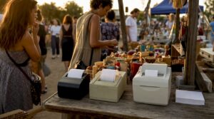 Three types of POS receipt printers on counter