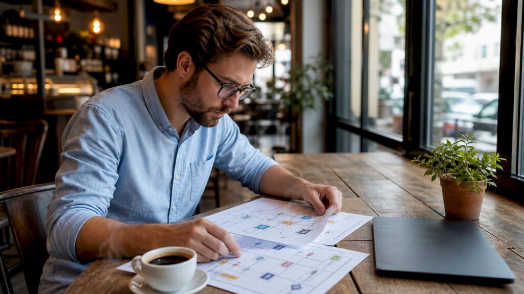 POS integration specialist reviewing workflow documents