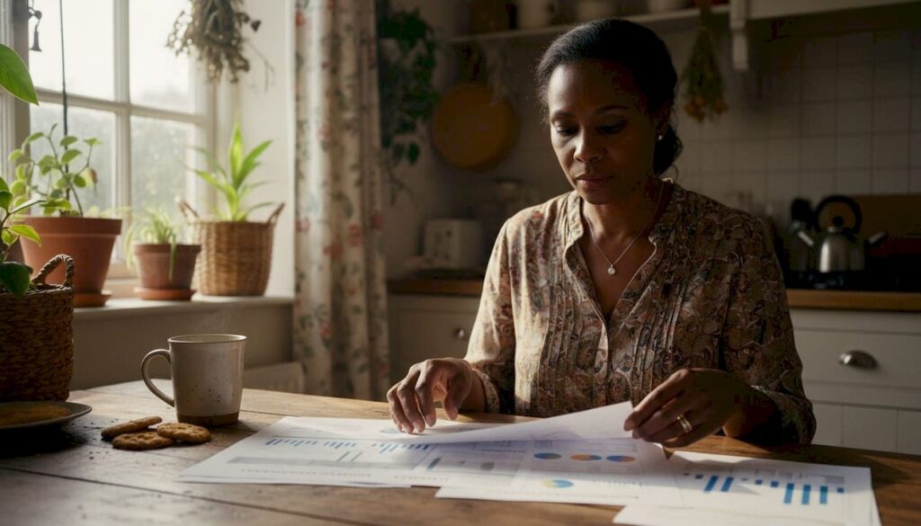 Woman reviewing UK POS alternatives at desk